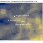 Gesamtsonnenscheindauer in Rheinhessen im November 2024