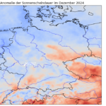 Anomalie der Sonnenscheindauer in Deutschland.